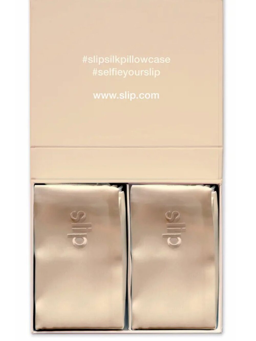 NIB Slip Pure Silk Queen Pillowcase Duo w/ Invisible Zipper, Caramel